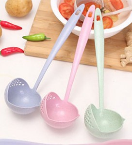 2 In 1 Anti Scalding Environmental Protection Wheat Straw Soup Spoon Slotted Ladle