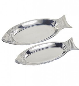 Stainless Steel Fish Shaped Plate Thickened Multi Purpose Oval Egg Plate Barbecue Plate Creative Dish Kitchen Household Plate
