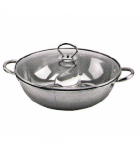 Stainless Steel Two Flavor Square Hot Pot with Cover HP010