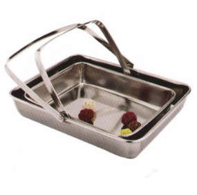 Stainless Steel Kitchenware Square Tray Service Plate for Towel with Handle Sp045