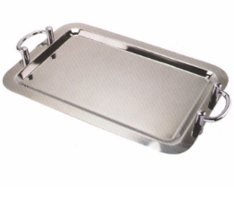 Stainless Steel Kitchenware Square Tray Service Plate with Handle Sp046