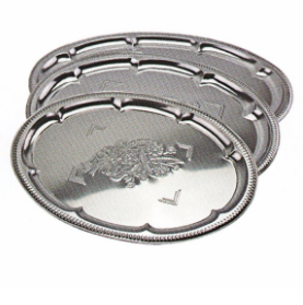 Home Appliance Stainless Steel Kitchenware Oval Plate Decorative Pattern Tray Sp052