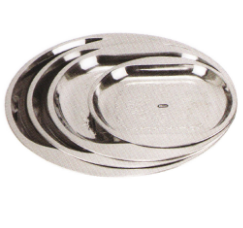 Rustfrit stål Køkkengrej Oval bakke i Round Design med dekorativt mønster SP021