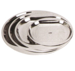 Stainless Steel Kitchenware Oval Tray in Round Design with Decorative Pattern Sp021