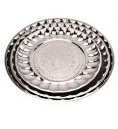 Stainless Steel Kitchenware Decorative Pattern Round Tray / Dinner Plate Sp025