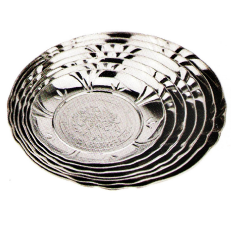 Stainless Steel Kitchenware Decorative Pattern Round Tray / Dinner Plate Sp027
