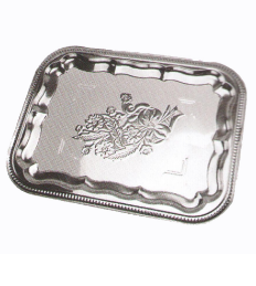 Stainless Steel Kitchenware Square Tray with Decorative Pattern Sp040