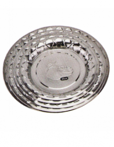 Stainless Steel Kitchenware Oval Tray in Round Design with Decorative Pattern Sp010