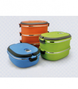 Factory Price For 201 Steel Metal Food Container Multi Layers Round Lunch Box With Handle And Cover