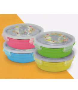 Round Shape Stainless Steel Lunch Box With Painting