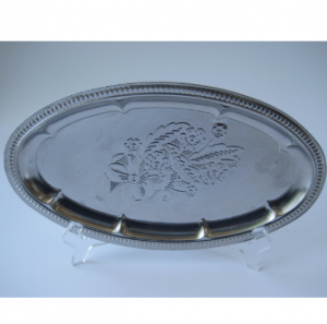 Stainless Steel Kitchenware Oval Tray in Grape Design St003