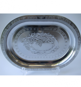Stainless Steel Kitchenware Oval Tray in Grape Design St002