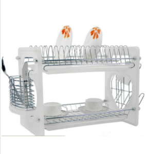 2 straturi de sârmă de metal Bucătărie Rack Vase cu bord din material plastic Nr Dr16-Bp01