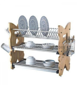 3 Lög Eldhús Metal Wire Dish Drainer Rack