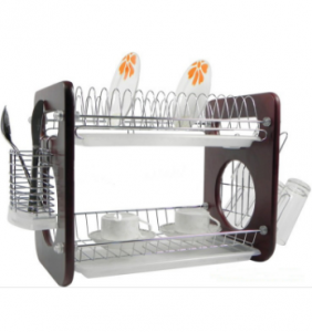 2 lag Metal Wire Kjøkken Dish Rack treplate No. DR16-OBW