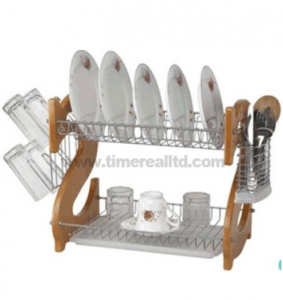 2 Layers Metal Wire Kitchen Dish Rack No. Dr16-2bw