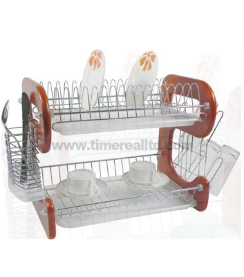 Top Suppliers Stainless Steel Rose Gold Cutlery Sets -
 Metal Wire Kitchen Dish Rack Wooden Board No. Dr16-9bw – Long Prosper