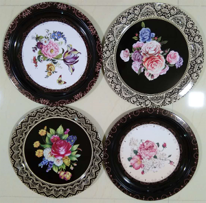 40CM Tinplate Round Tray With Flower Painting