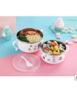 Round Shape Single ear Lunch Box,Transparent Lid Food Container With Spoon