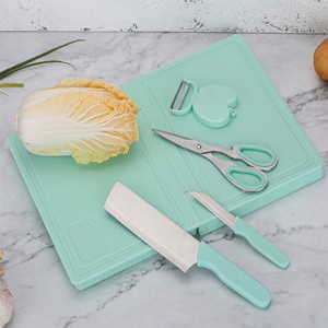 Multifunctional 5PCS Folding Cutter Chopping Board Box Kitchen Knife Set