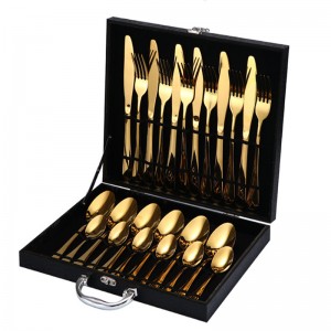 Hot Selling Black Gift Box 24PCS Tableware Knife Fork Spoon