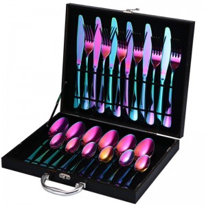 Hot Selling Black Gift Box 24PCS Tableware Knife Fork Spoon