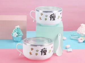 Round Shape Single ear Lunch Box,Transparent Lid Food Container With Spoon