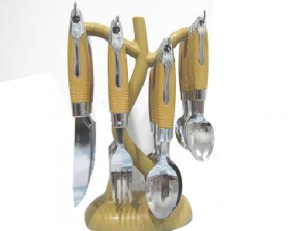 24PCS dîner en acier inoxydable Couverts avec poignée en bois n ° CT24-B05