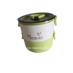 Green Stainless Steel Gift Two Layers Lunch Box with Handle Xg-011