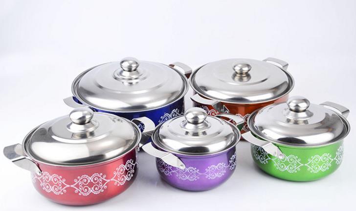 African Stainless Steel Cooking Pot with Painting Sp103
