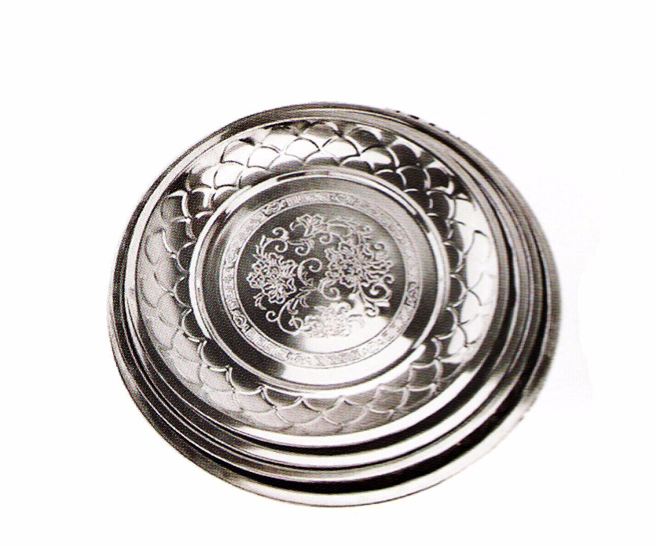 Newly Arrival Nature Wheat Lunch Box -
 Stainless Steel Kitchenware Decorative Pattern Round Tray Sp026 – Long Prosper
