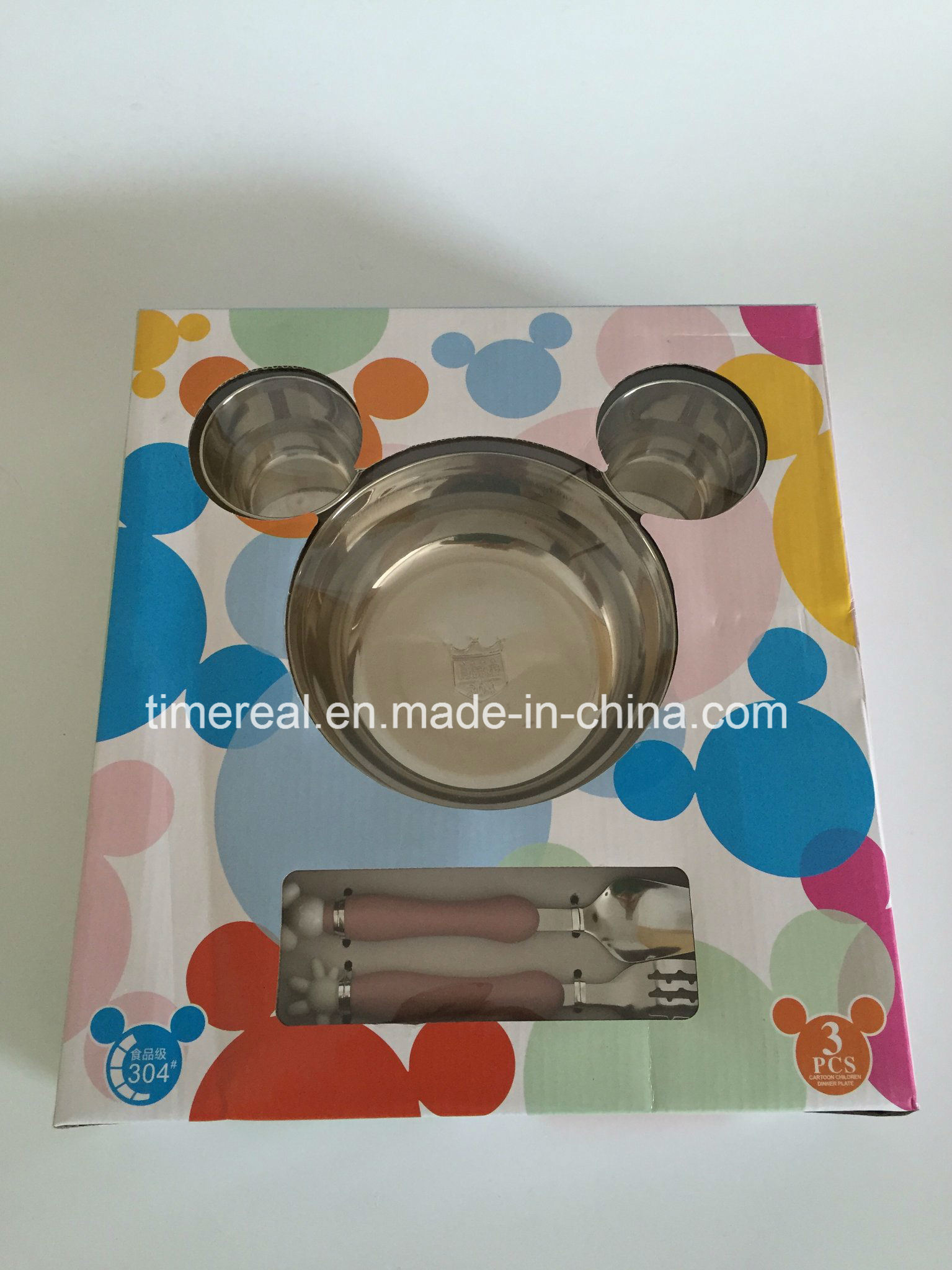 Stainless Steel Gift Fast Food Plate Micky Dinnerware Set Xg-006