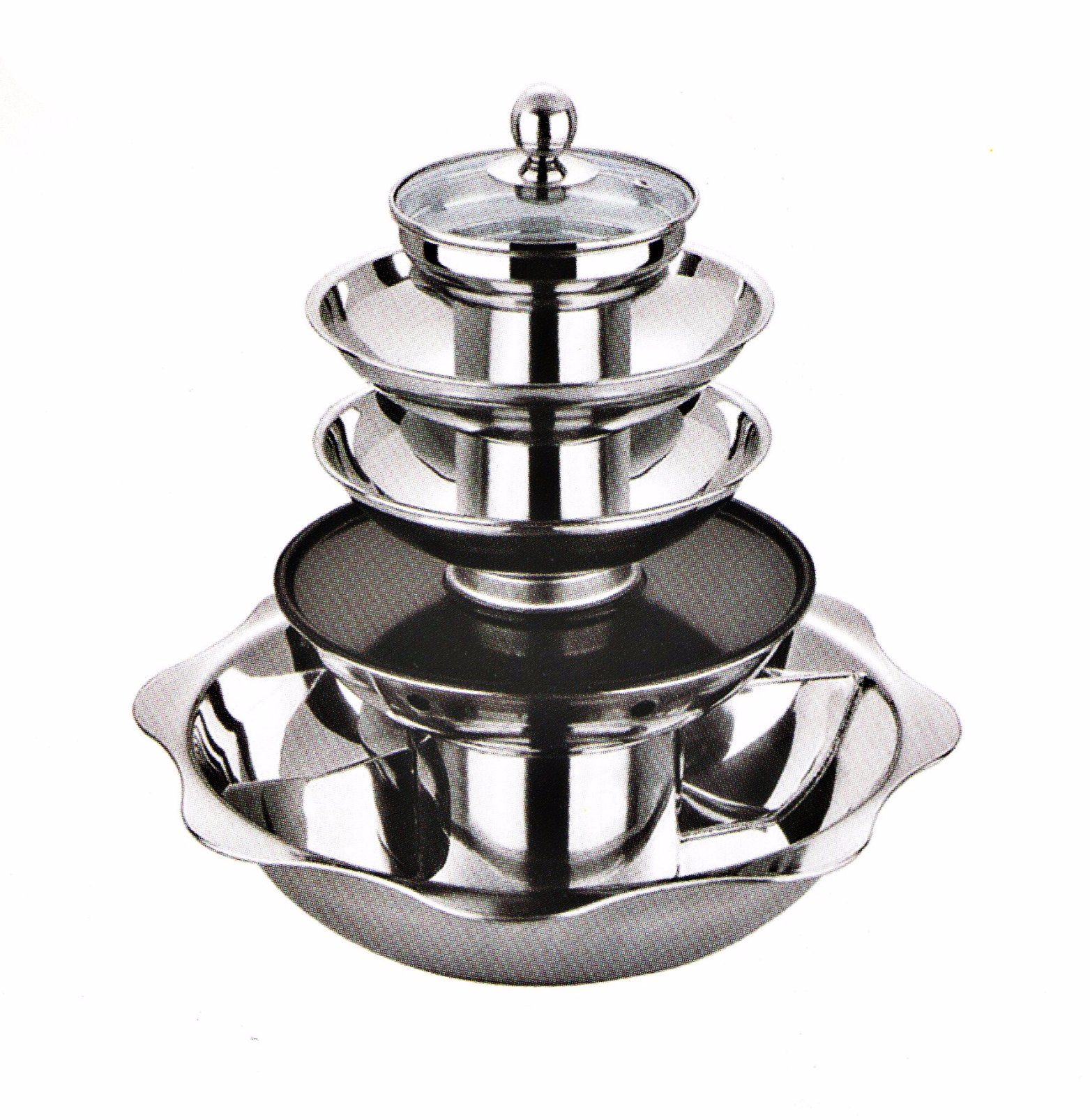 4 Layers Multi-Function Stainless Steel Hot Pot Chafing Dish for Restaurant Pr003