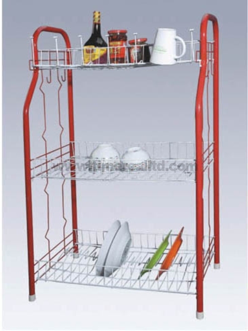 3. Rindas Metāla stiepļu Virtuves Storage Rack SR-C001