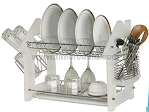 Factory wholesale Food Cutting Tool -
 16" Steel Kitchen Dish Rack Drainer with Plastic Side Board – Long Prosper