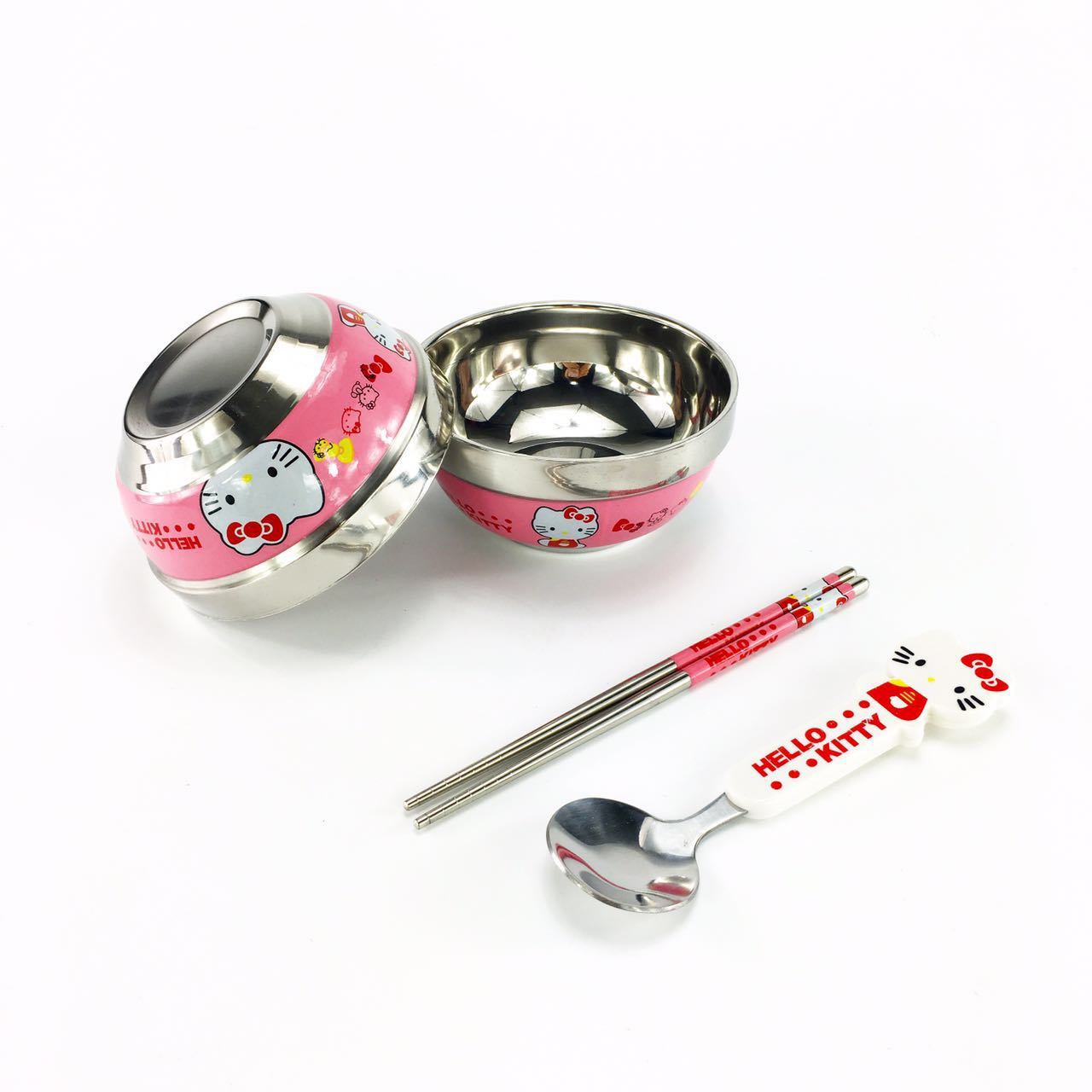 Hello Kitty Stainless Steel Kids Bowl Children Dinner Sets