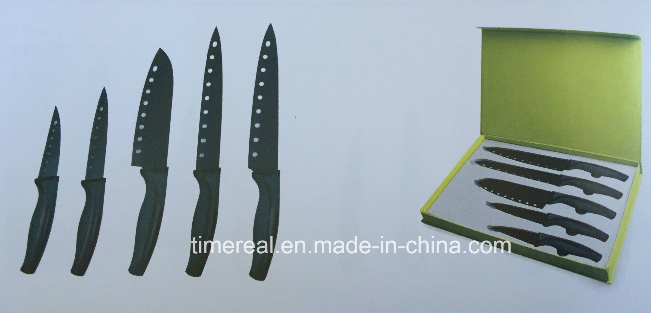 Renewable Design for Kitchen Knife Set -
 Stainless Steel Kitchen Knives Set with Painting No. Fj-0011 – Long Prosper
