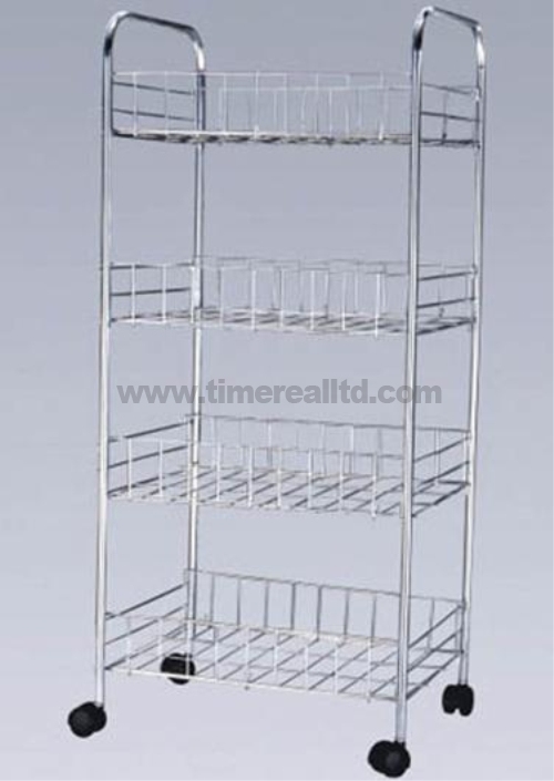 Chrome 4 tiers Waya Karfe Kitchen Storage Siyayya Sr-B005