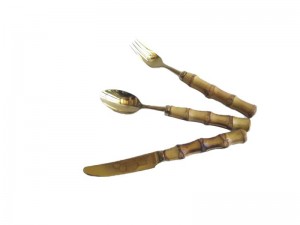 18-0 Stainless Steel Dinner Cutlery Tableware with Bamboo Handle