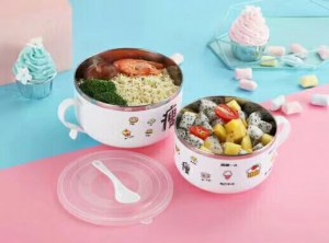 Round Shape Single ear Lunch Box,Transparent Lid Food Container With Spoon