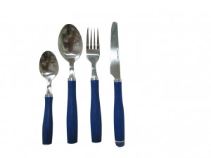 Stainless Steel Dinner Cutlery Set with Colorful Plastic Handle No. P05