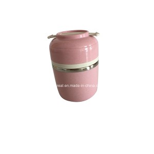 Nature Wheat Straw Pink Lunch Box 2 Layeres-No.Nw005-Dinnerware