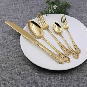 High End Stainless Steel Gold Plated Cutlery Set For Wedding No-CS27