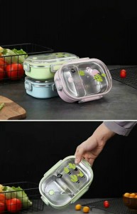 2 Grids Children Lunch Box Customized Color Kitchen Utensils No. Lb27