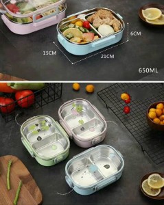 2 Grids Children Lunch Box Customized Color Kitchen Utensils No. Lb27