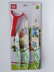 OEM China 4 Pcs Colorful Painting Non-stick Stainless Steel Knife Set