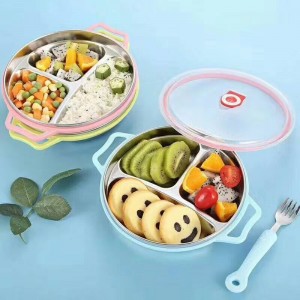 New Arrival 3 Divisions Food Grade 304 Food Fast Plate Comparments Lunch Box