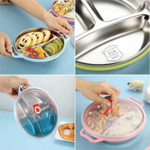 New Arrival 3 Divisions Food Grade 304 Food Fast Plate Comparments Lunch Box