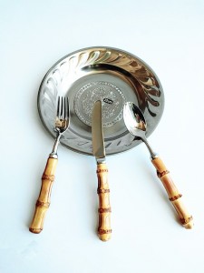 18-0 Bakin Karfe Dinner Cutlery tableware tare da bamboo Handle