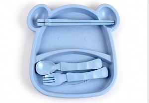 Good quality 3 Compartment Food Carrier With Lock -
 Nature Wheat Straw Children Dinner Set-No.WS05-Dinnerware – Long Prosper